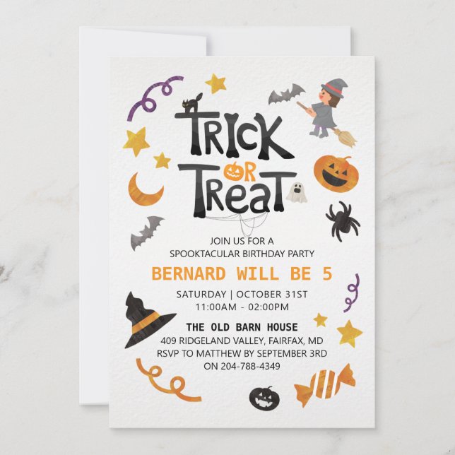 Enfants Halloween Anniversaire Fête Invitation (Devant)