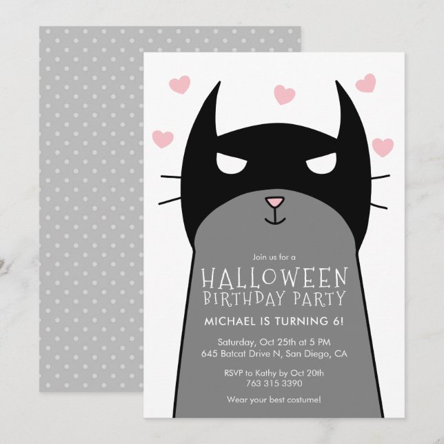 Enfants Halloween Anniversaire Fête Invitation | B (Devant / Derrière)