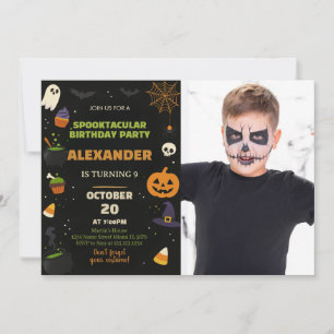 Enfants Halloween Anniversaire Invitation avec pho
