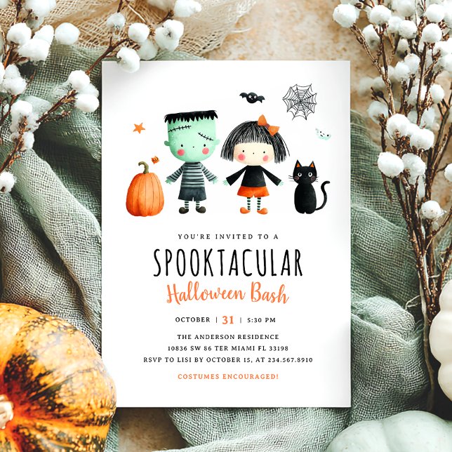 Enfants Halloween Party Cute Invitation Éffrayante (Créateur téléchargé)