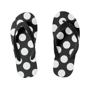 Enfants Les tongs à tongs noirs et blancs Polka pour enfan