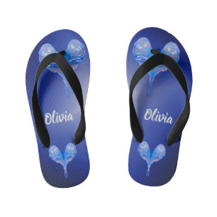 Enfants Les tongs personnalisables Blue budgie