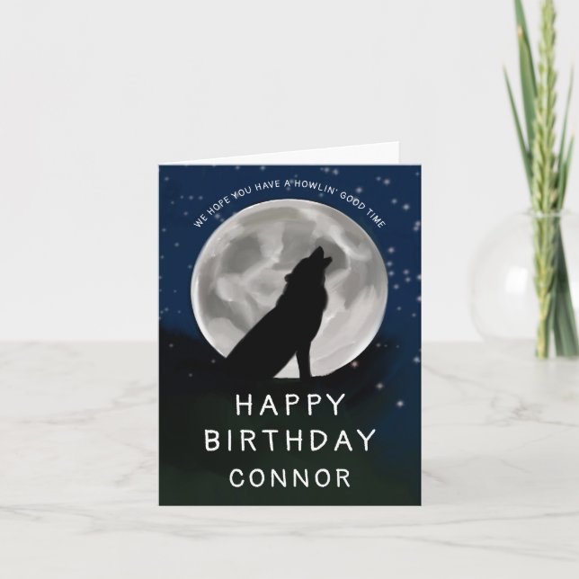 Enfants Loup hurlant à la carte d'anniversaire des (Devant)