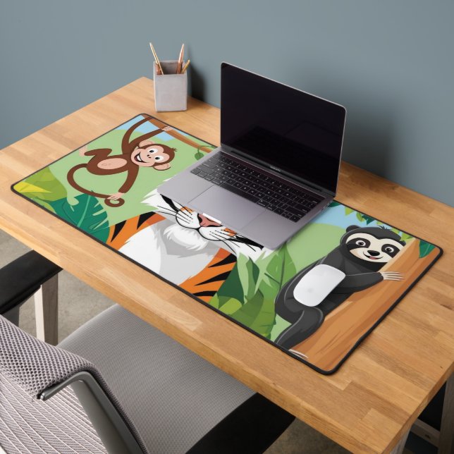 Enfants mignons Animaux Jungle Tigre Singe Oiseau (Bureau 2)