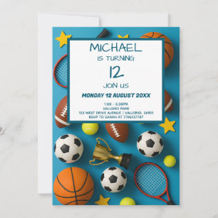 Enfants Modernes Sports Invitation Anniversaire