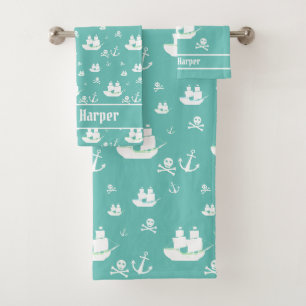 Enfants Motif Turquoise Ancre Personnalisé Navire