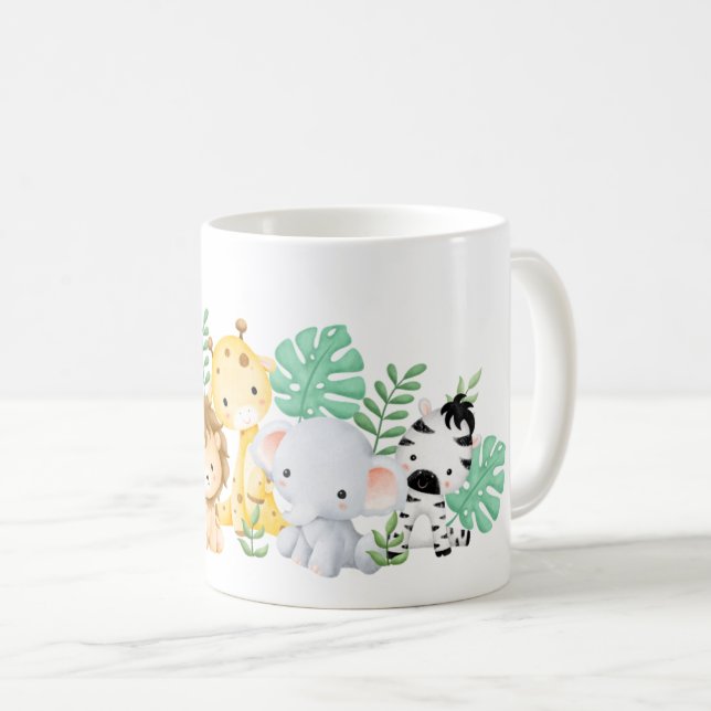 Enfants Mug fête d'anniversaire aquarelle animal (Devant droit)