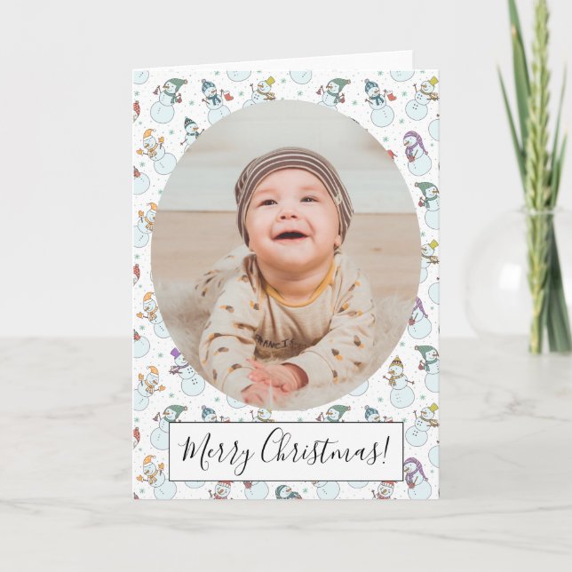 Enfants Noël mignon Snowman en Casquette blanc Pho (Devant)