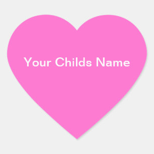 Enfants Nom Coeur autocollant Personnalisé rose b