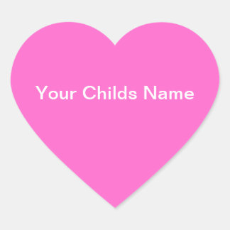 Enfants Nom Coeur autocollant Personnalisé rose bl