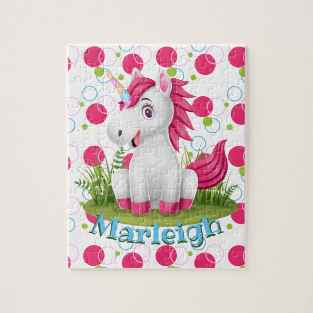 Enfants Nom Cute Unicorn Puzzle Activité d'apprent (Vertical)