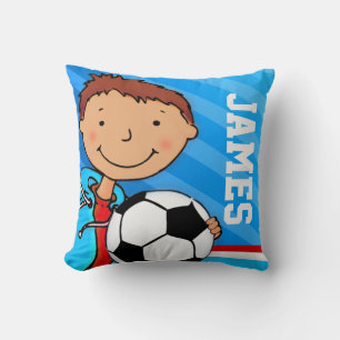 Enfants nom garçons football soccer bleu coussin c
