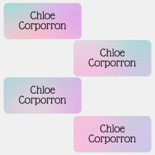 Enfants nom personnalisé étiquette rose violet et