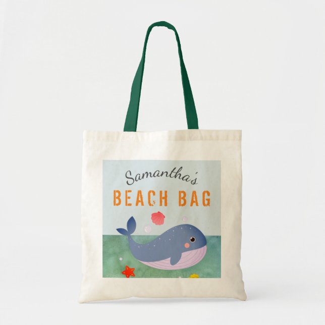 Enfants Nom personnalisé Whale Beach Sac fourre-to (Devant)