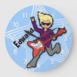 Enfants nom rockstar guitare garçon horloge bleue
