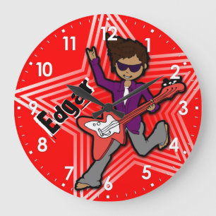 Enfants nom rockstar guitare garçon horloge rouge