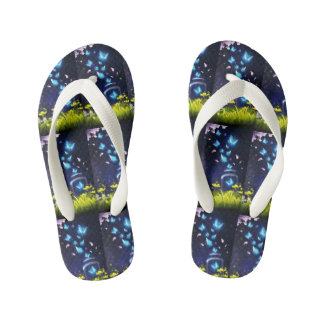 Enfants Paire de tongs Papillons Bleus