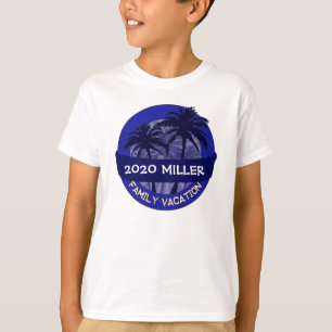 Enfants palmier bleu nom personnalisé t-shirt vaca