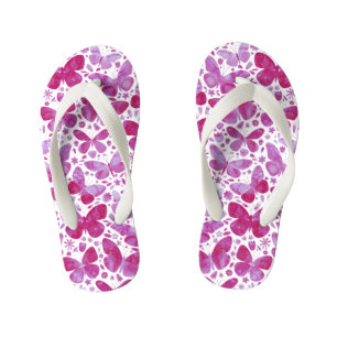 Enfants Papillons Aquarelle Les tongs de l'enfant rose