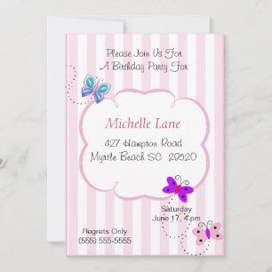 Enfants Papillons Invitation Anniversaire