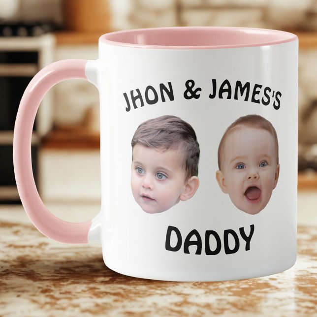Enfants personnalisés bébé visage Mug | 2 Photos P (Créateur téléchargé)