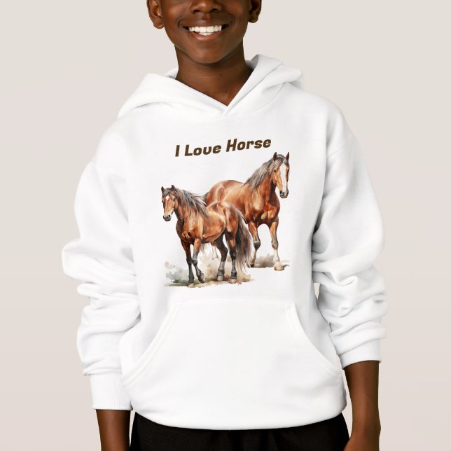 Enfants personnalisés I Love Horses. Animal de fer (Devant)