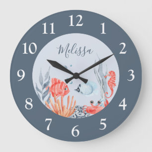 Enfants Personnalisés Sous La Mer Horloge Mur Acr