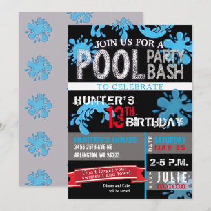 Enfants Pool Party Bash Invitation anniversaire
