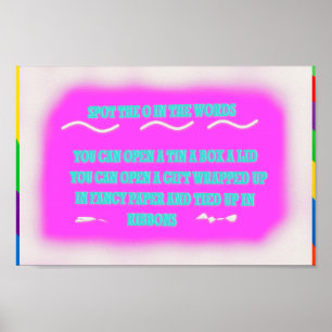 ENFANTS POSTER TYPE CONCEPTION ROSE AVEC MOTS