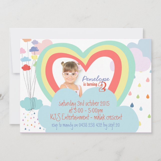 Enfants Rainbow Thème Anniversaire Invitation (Devant)