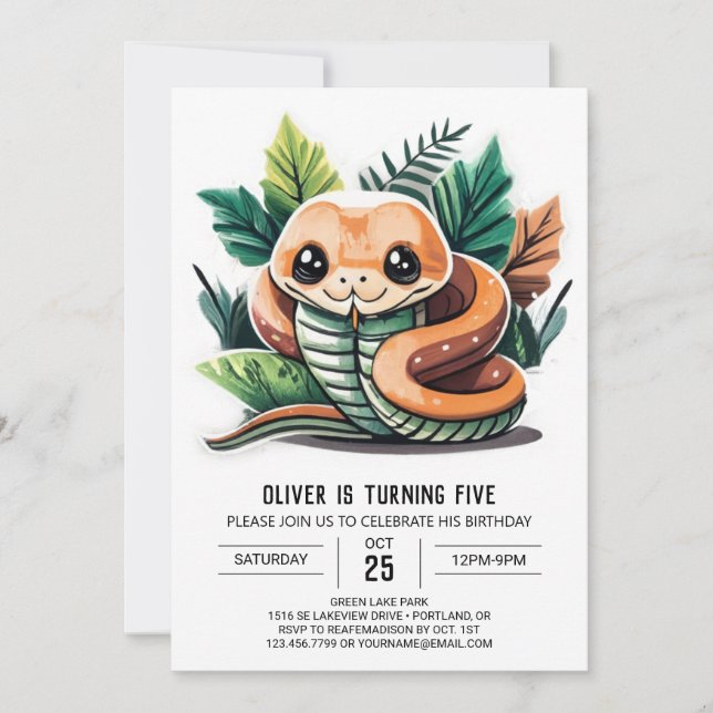 Enfants Reptile Adventure Anniversaire Invitation (Devant)