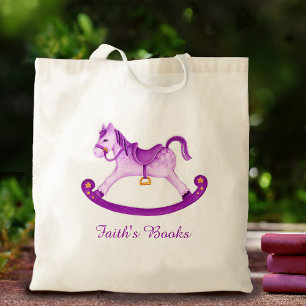 Enfants rocking cheval violet jaune sac bibliothèq