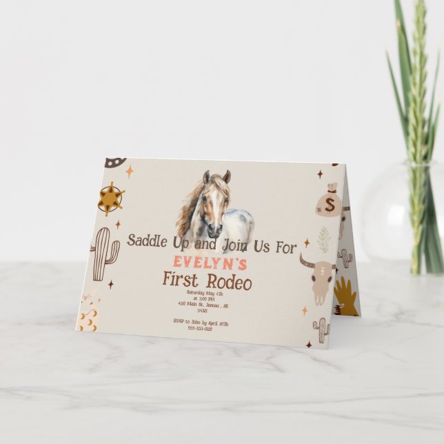 Enfants Rodeo Cowboy Rustique Western Invitation (Devant)