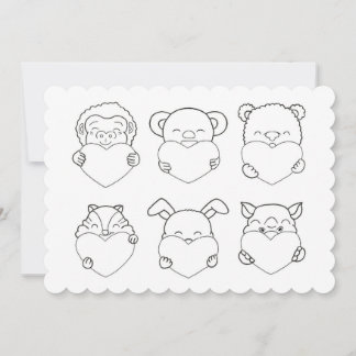 Enfants Saint Valentin Coeurs Animaux Carte de col