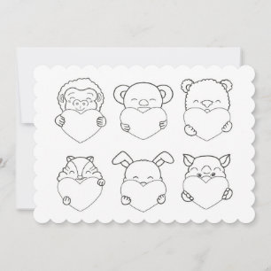 Enfants Saint Valentin Coeurs Animaux Carte de col