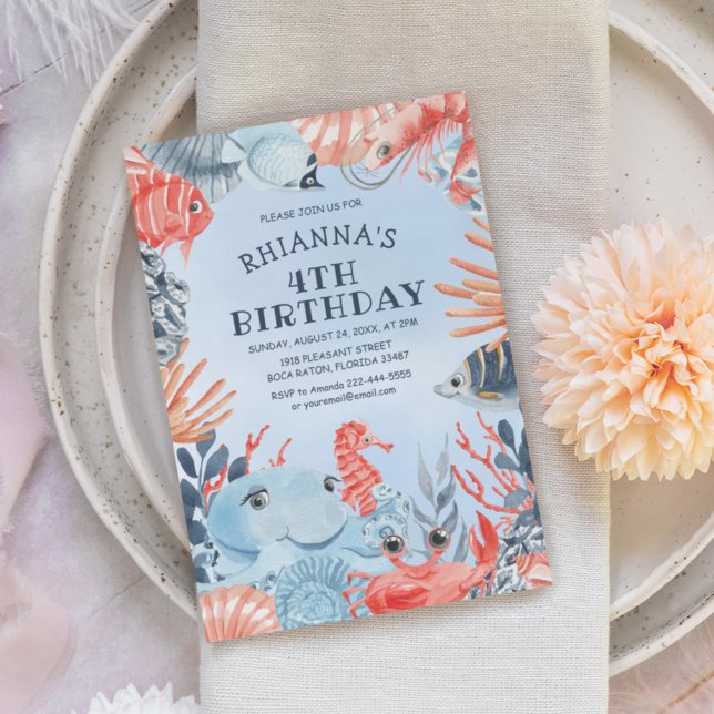 Enfants sous la mer Invitation fête d'anniversaire (Créateur téléchargé)