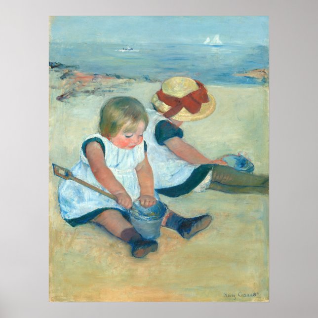 Enfants sur la plage - Mary Cassatt Art Poster (Devant)