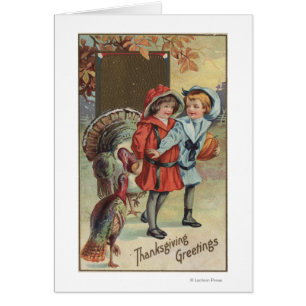 Enfants tenant un Citrouille, Dindons