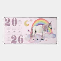 Enfants Unicorn Rainbow Moon Stars Année Calendrie