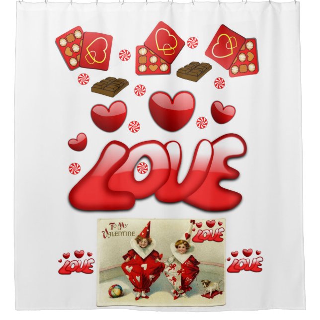 Enfants valentines vintages douche rideau (Devant)