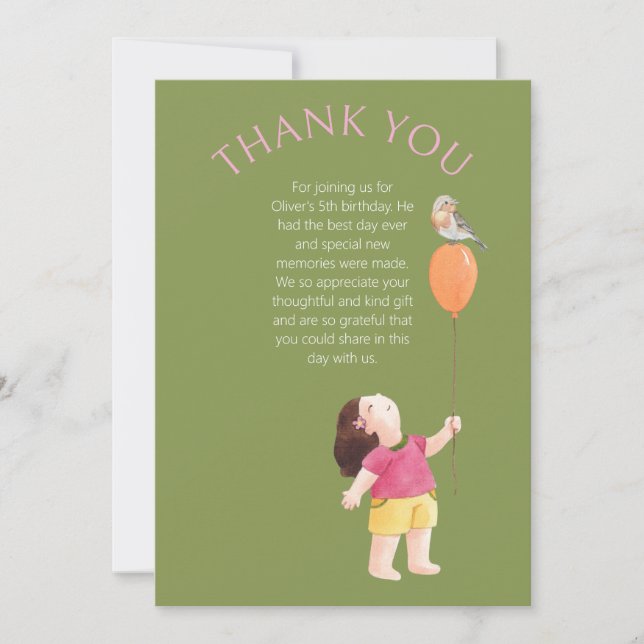 Enfants Vert rose Anniversaire Pique-nique Carte T (Devant)
