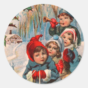 Enfants victoriens Sledding des autocollants de