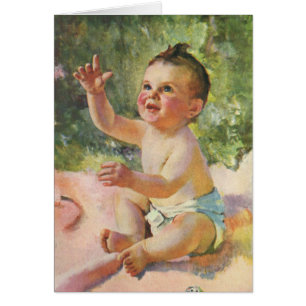 Enfants Vintage, Bébé Fille Mignonne sur une Couve