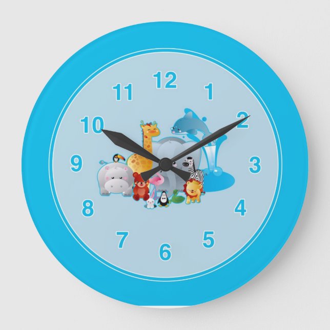 Enfants Zoo Animaux Horloge murale (Recto)
