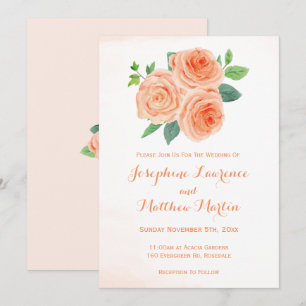 Enfiler Rose Aquarelle Mariage Invitations