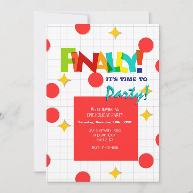 Enfin c'est temps de faire la fête Invitation (Devant)