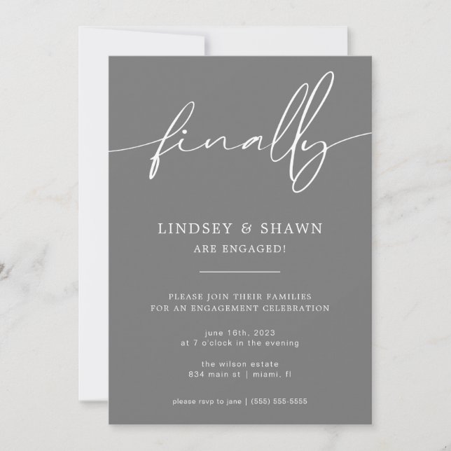 Enfin Fiançailles Mariage Faire-part et Invitation (Devant)