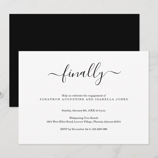 Enfin Invitation de la partie d'engagement (Devant / Derrière)