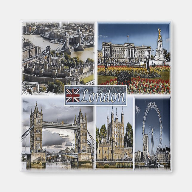 ENG015 LONDON, England, Europa, Kühlschrank Magnet (Vorne)