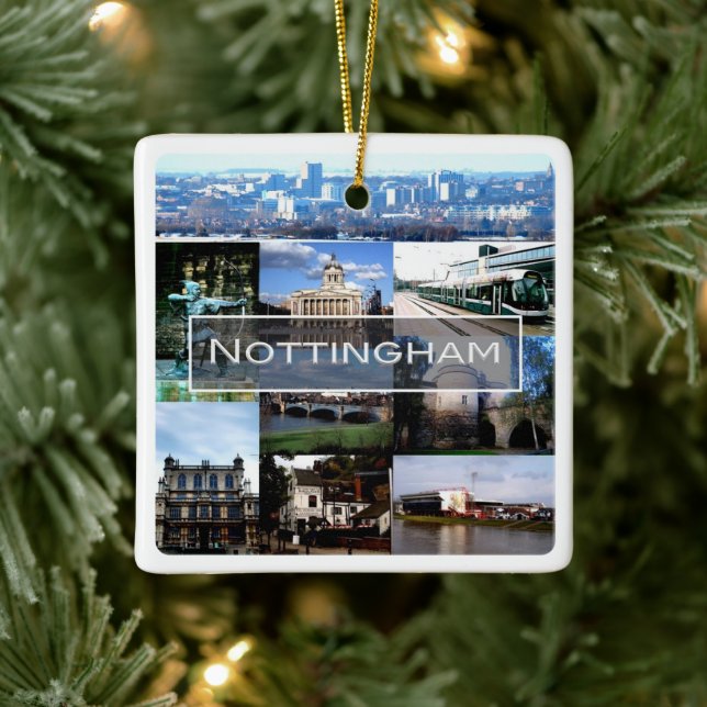 ENG021 NOTTINGHAM, England, Europa, Kühlschrankmag Keramikornament (Baum)